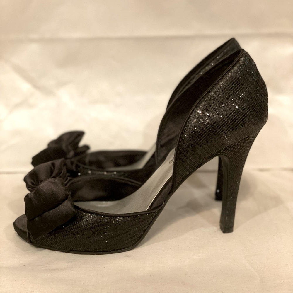 Ann Marino black sparkly heels, size 7.5 medium women’s